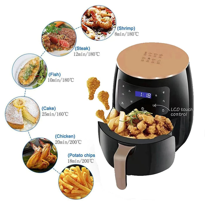 Friteuza cu Aer Cald Air Fryer 2400W, 6L, Afisaj Digital si Control Touch LCD