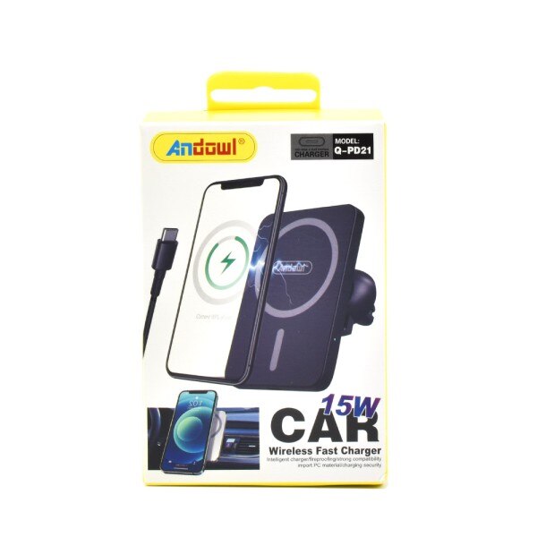 Suport Auto pentru Telefon cuIncarcare Wireless, Reglabil, cu Prindere pe Grilajul de Ventilatie