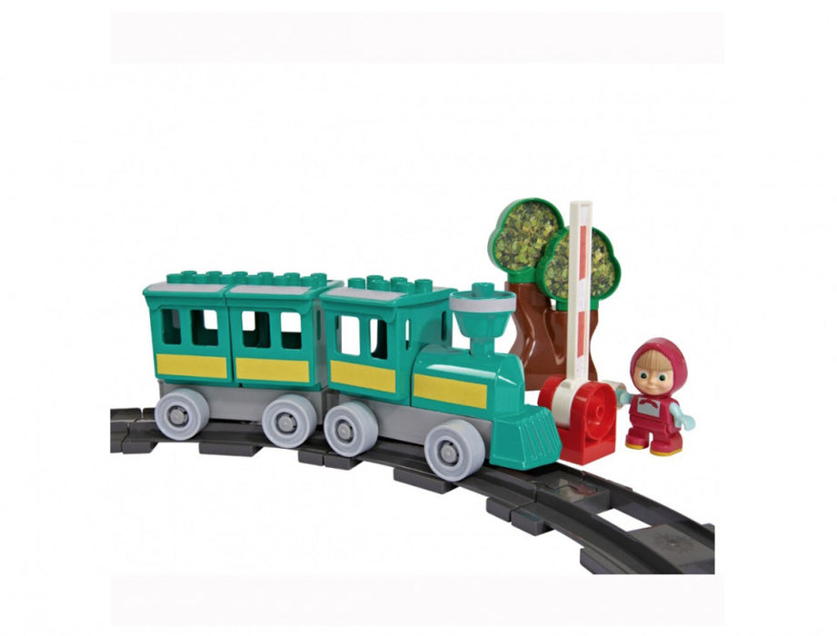 Set de constructie Unico Masha and the Bear, cu figurina Masha inclusa, 32 piese