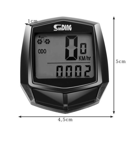 Скорометър за велосипеди - Циклокомпютър с LCD дисплей, 13 функции, водоустойчив, черен