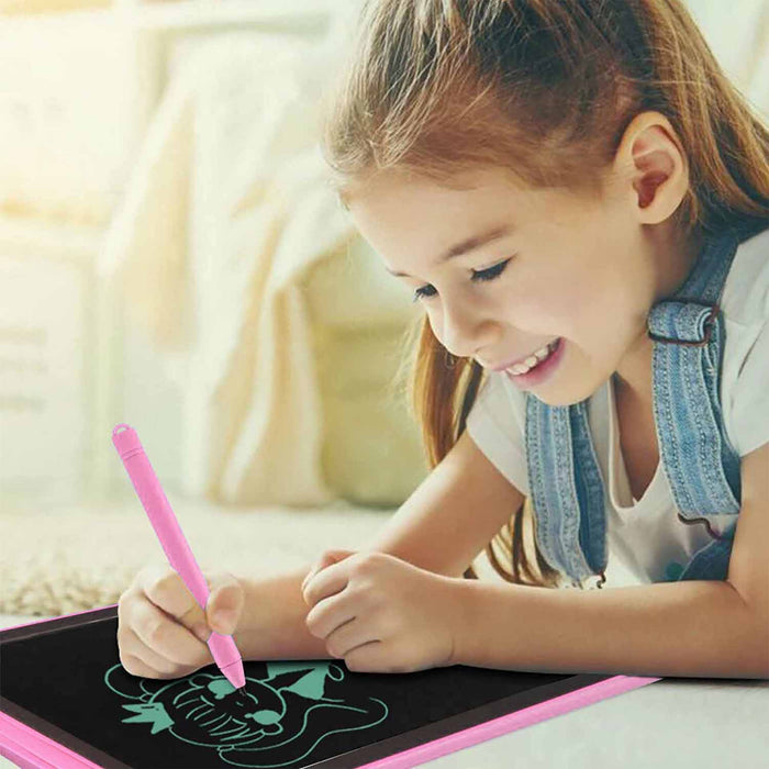 Gyerek grafikus tabletta, 12 "kijelző, reteszelő és törlőgomló, toll, rózsaszín