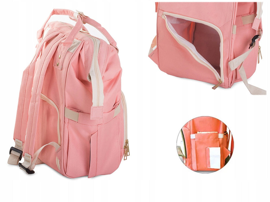Termális hátizsák a szülők számára, nedvességálló, 11 zseb, őszibarack rózsaszínű