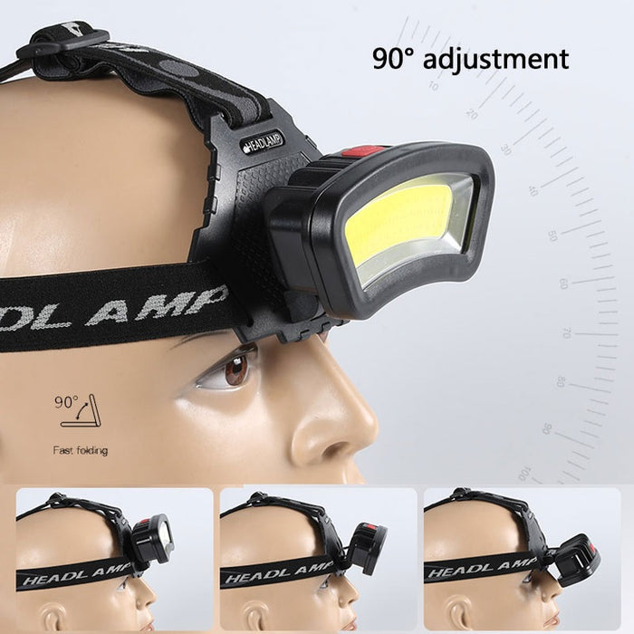 LED COB Head Lantern, USB επαναφορτιζόμενη, ρυθμιζόμενη ταινία