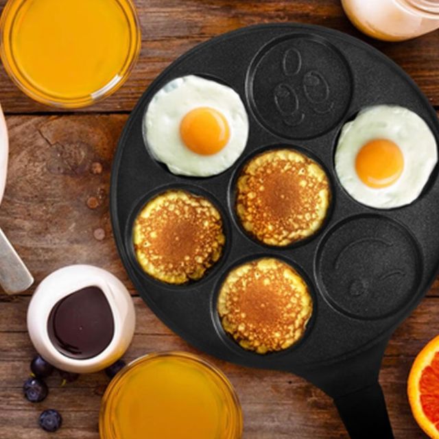 Επαγγελματικό τηγάνι για αυγά και τηγανίτες με emoji, γρανίτη με 7 χώρους μαγειρέματος