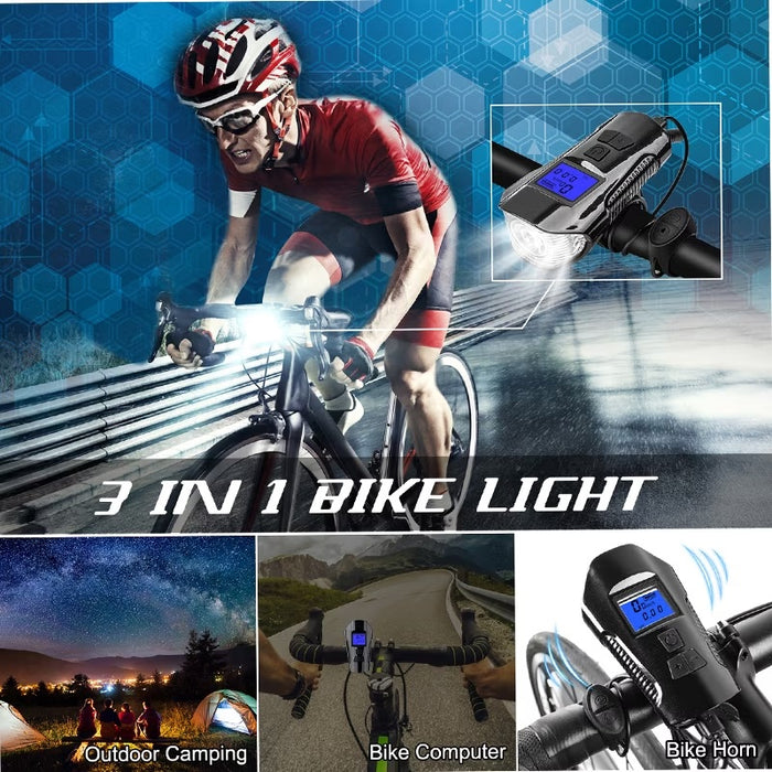 Σετ φώτων ποδηλάτου, LED Cree Far και Stop LED, με LCD Ciclocomputer και Callon