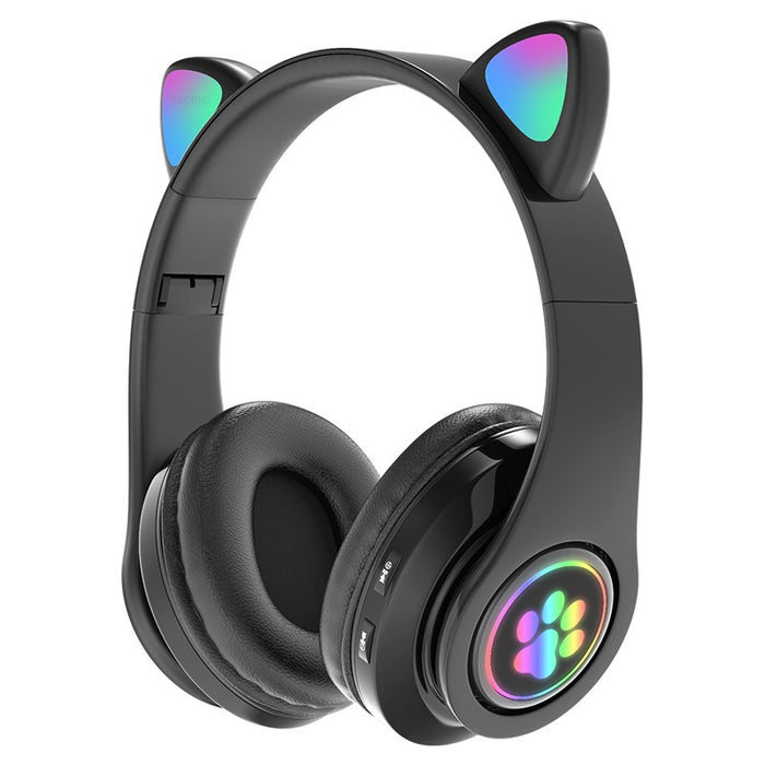 Ασύρματα ακουστικά για παιδιά και ενήλικες, αυτιά γάτας, φώτα LED RGB