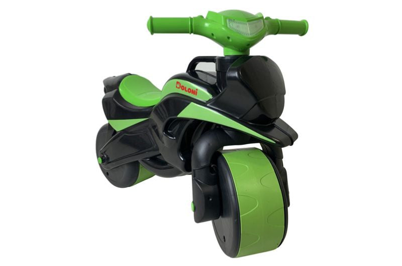 Motocicleta Ride-on de curse Doloni cu sunete si lumini, negru cu verde