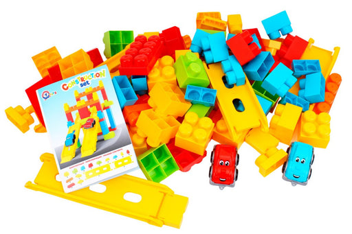 Set 90 de cuburi de constructie cu 2 masinute TechnoK