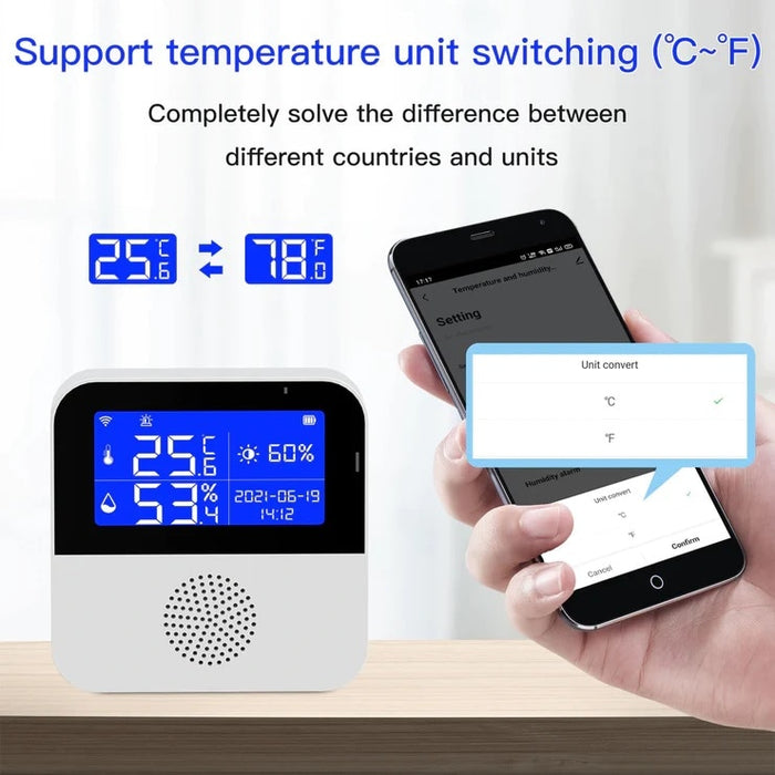 Termostat Inteligent WiFi,Temperatura si Umiditate, Display LCD, Aplicatie Tuya Smart/Smart Life