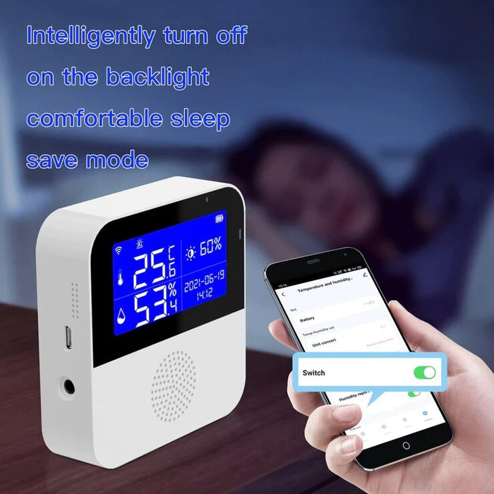 Termostat Inteligent WiFi,Temperatura si Umiditate, Display LCD, Aplicatie Tuya Smart/Smart Life