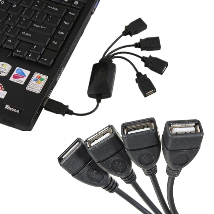 Hub USB 2.0 με 4 θύρες, USB διαχωριστή, υψηλής ποιότητας, μαύρο