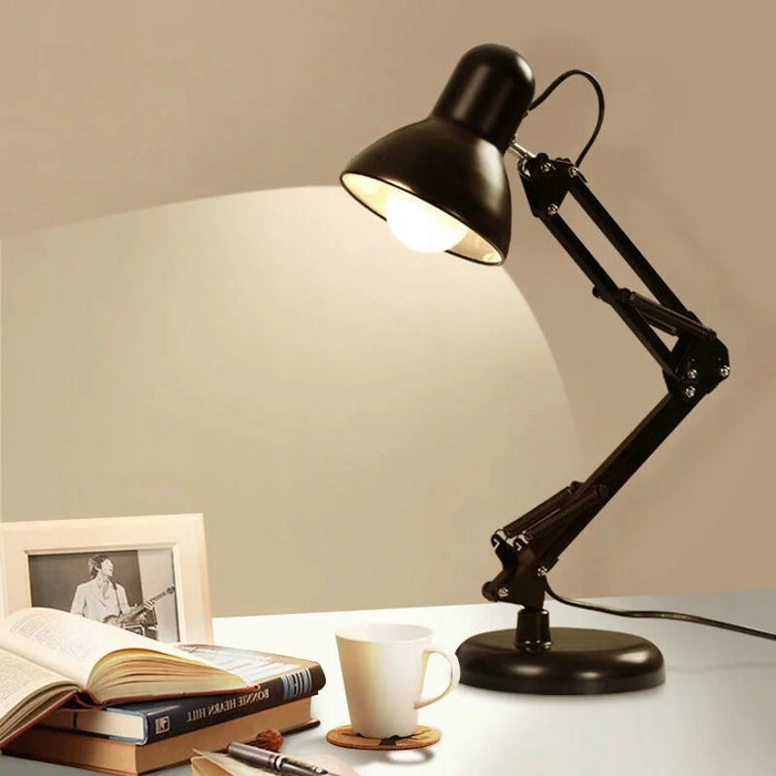 Office Lamp + крушка, захранване 40W, E27 основа, регулируема ръка, черно