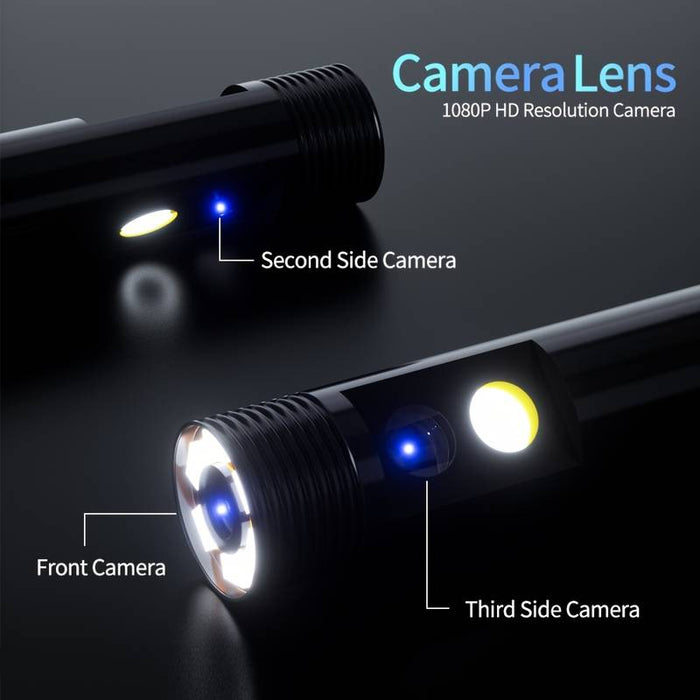 Double Endoscope Camera - 4K HD, IPS 4.5 hüvelyk képernyő, 5M kábel, 9 LED -es lámpák, IP68