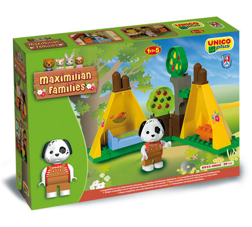 Set constructie cuburi Unico Maximilian Families In camping 29 piese