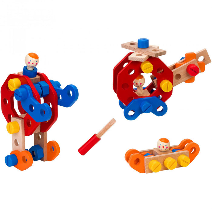 Set constructie cu figurine micul mecanic, 50 de piese, Globo Legnoland