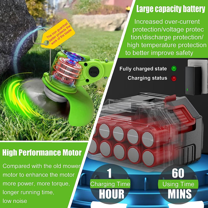 Motocoasa Electrica cu 2 Acumulatori 24V, 1300mAh