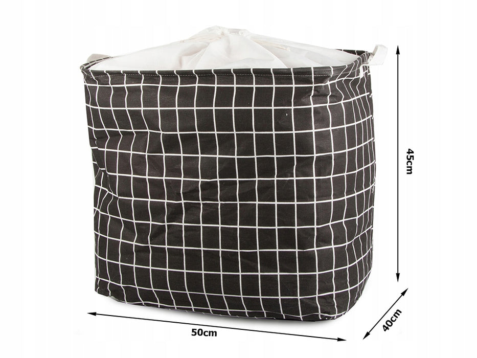 Αναδιπλούμενο καλάθι για παιχνίδια, ορθογώνια 90L, μαύρο με λευκό, ύψος 45 εκατοστών