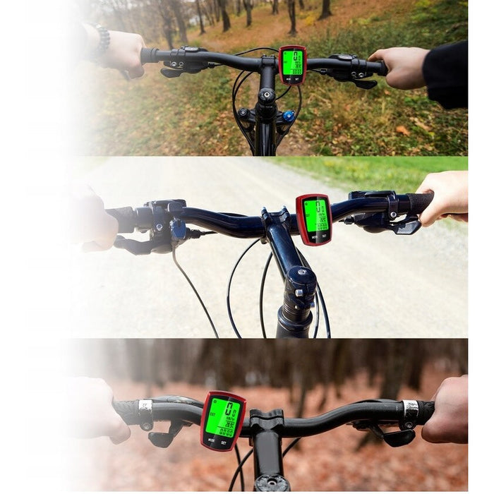 Ciclocomputer Kilometraj Wireless pentru bicicleta, Display LCD, 22 de Functii, Rosu