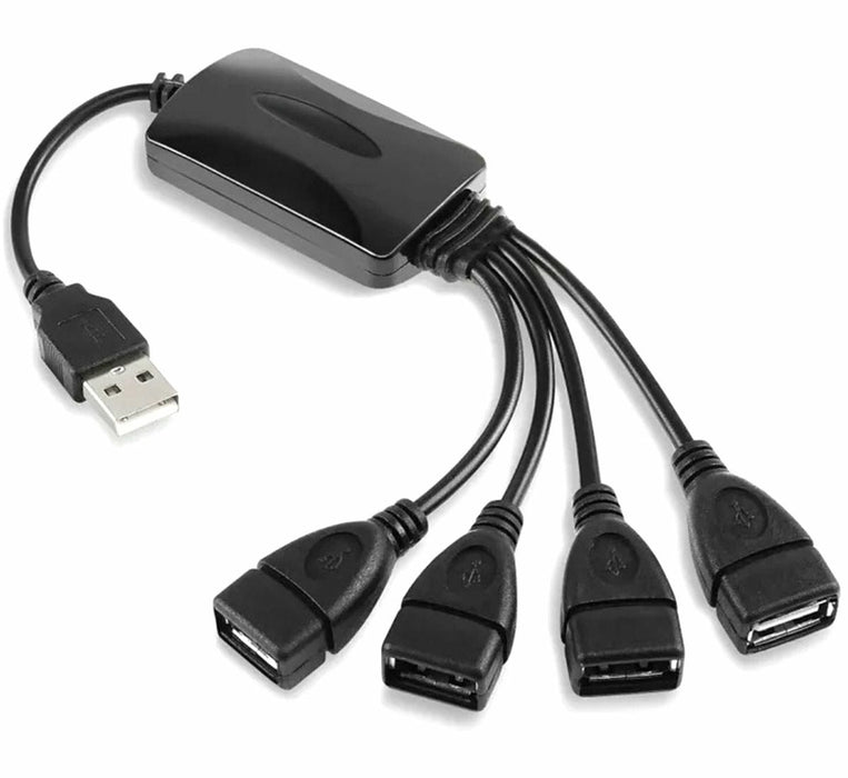 USB 2.0 хъб с 4 порта, USB сплит, първокласно качество, черно