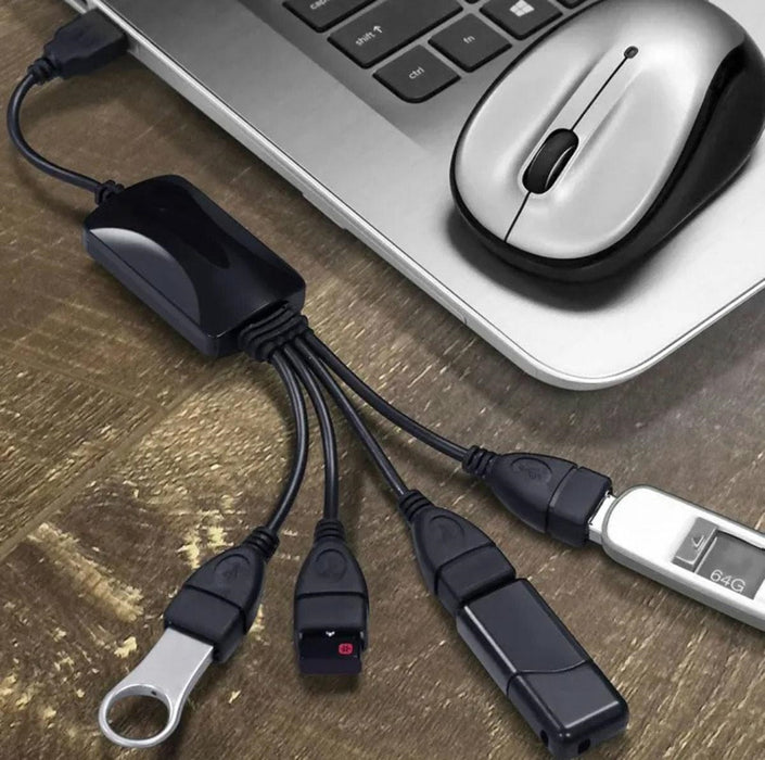 USB 2.0 хъб с 4 порта, USB сплит, първокласно качество, черно