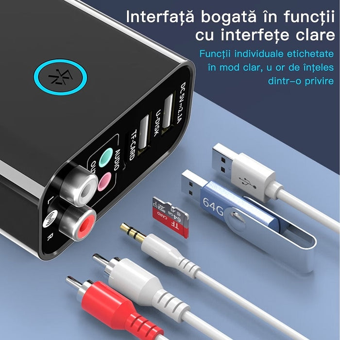 Προσαρμογέας 2 σε 1 ήχο Bluetooth, δέκτη και πομπός, BT 5.0, USB Play, RCA, Play U Disk/Card