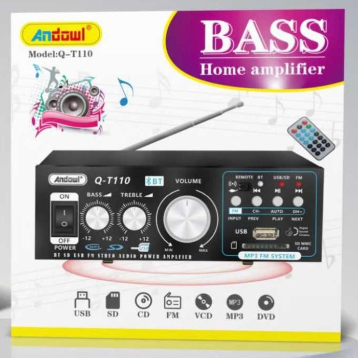 Amplificator Bass profesional tip statie T110, cu bluetooth, radio FM si telecomanda, negru