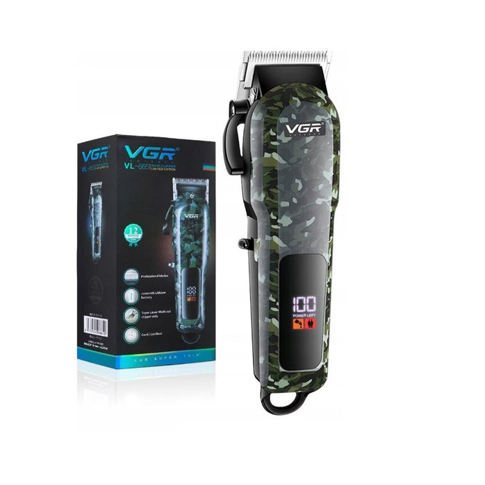 Wireless Trimmer, VGR V655, με 6 διαχωριστικά, μπαταρία 1800mAh, καμουφλάζ