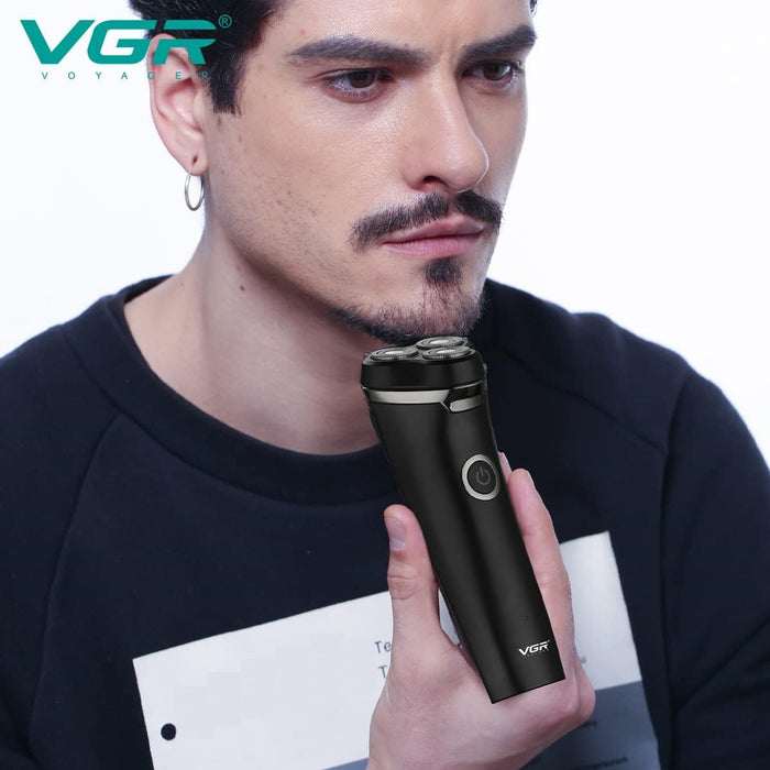 VGR VGR V-319 IPX6 Electric Razor, USB зареждане, работи на UD или сухо, безжично, с 3 въртящи се остриета, черни