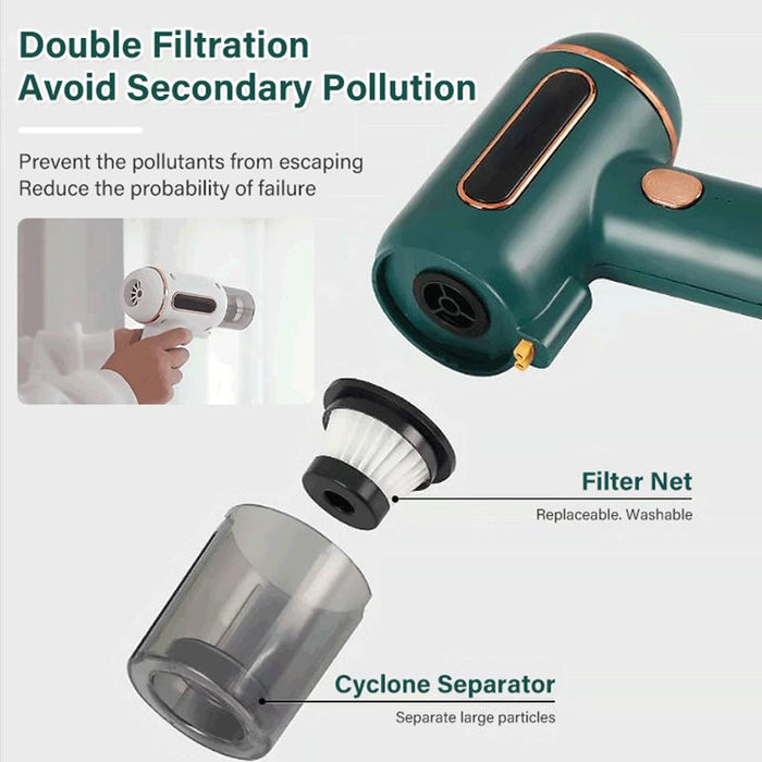 Aspirator manual 3 in 1, cu lumina UV, portabil, anti-acarieni si bacterii, 120W