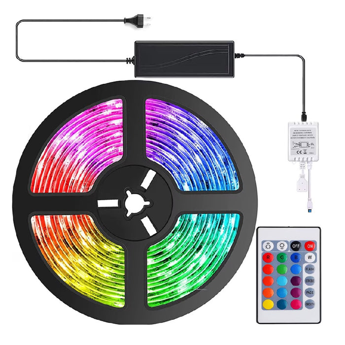 SMD RGB LED sáv, WiFi, önállóság, Wi-Fi, távirányító, állítható intenzitás, 5m