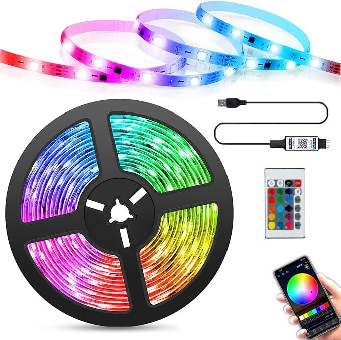 SMD RGB LED sáv, WiFi, önállóság, Wi-Fi, távirányító, állítható intenzitás, 5m