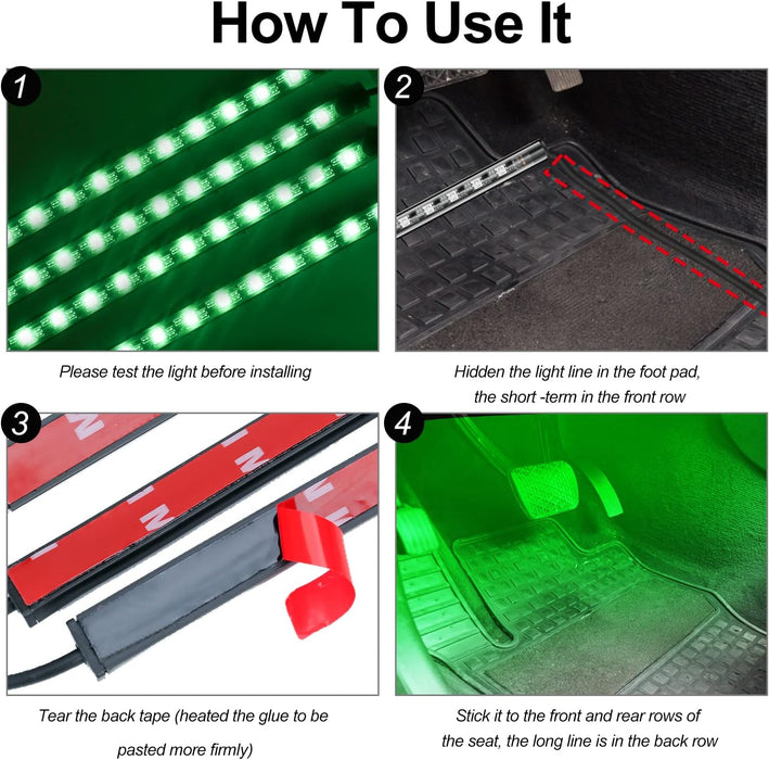 Banda LED auto cu control din aplicatie, culori RGB, lumini ambientale in interiorul masinii