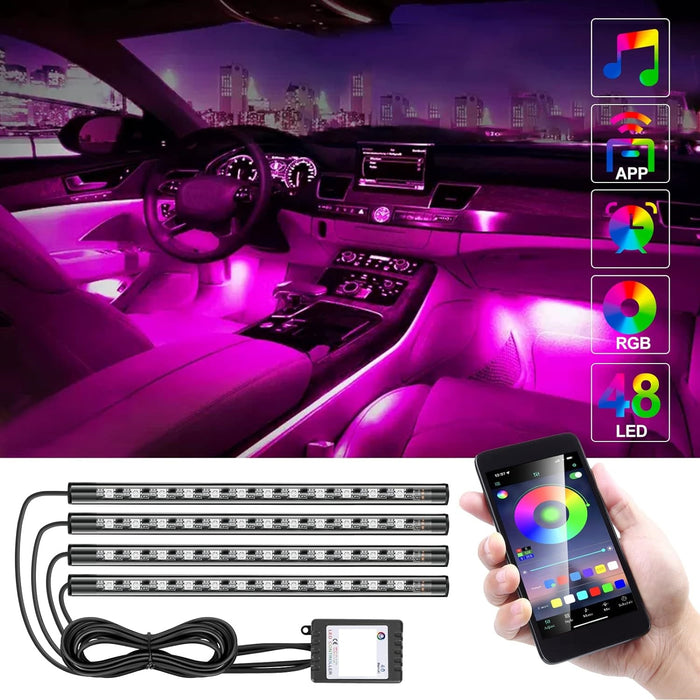 Banda LED auto cu control din aplicatie, culori RGB, lumini ambientale in interiorul masinii