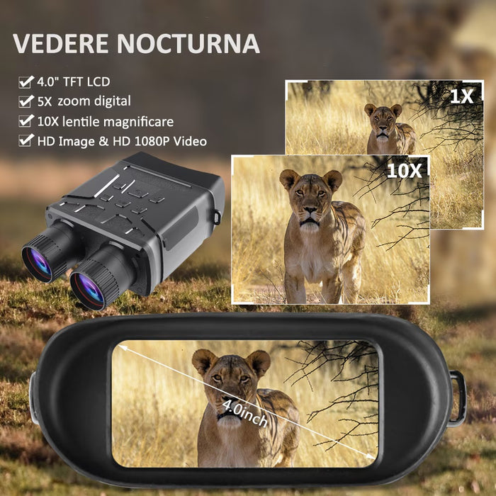 Binoclu profesional QNV01, cu vedere nocturna, IR, HD, negru