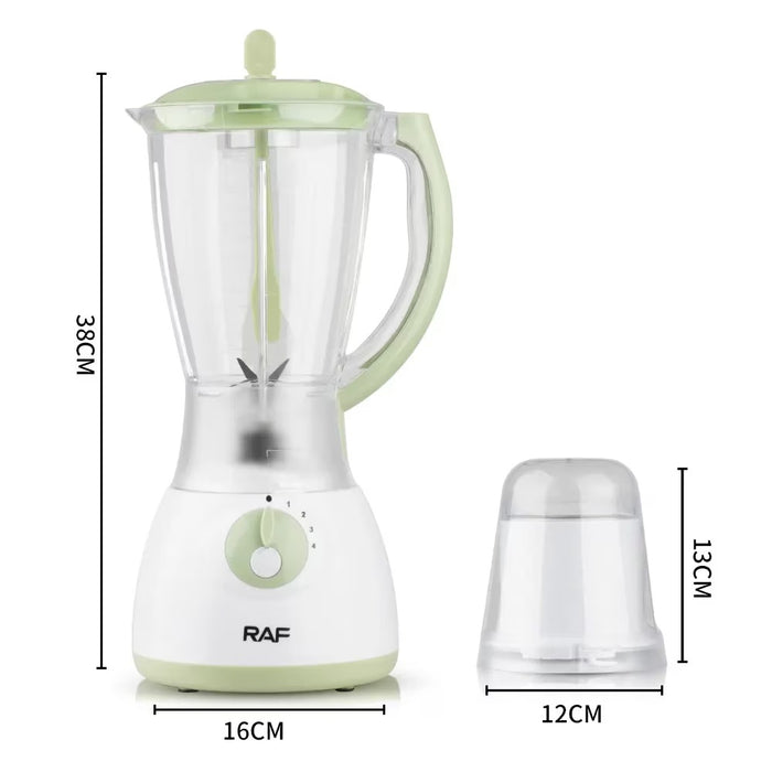 Electric Blender 2 σε 1, RAF, 1,5L χωρητικότητα, ισχύ 1000W, 4 ταχύτητες, λευκό-πράσινο