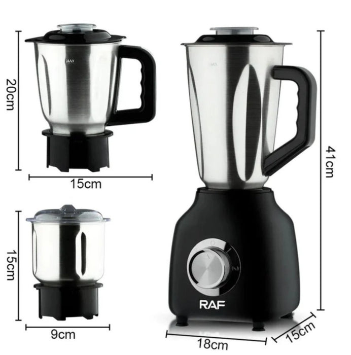 Blender electric 3 in 1, multifunctional, 350W, 3 accesorii de 1.5l, 1l, 0.8l, otel inoxidabil, negru-argintiu