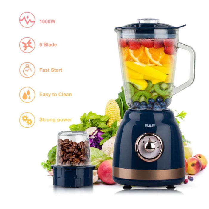 RAF R-2827L Electric Blender με γυάλινο κύπελλο, 1,5L, 1000W + Coffee Grinder