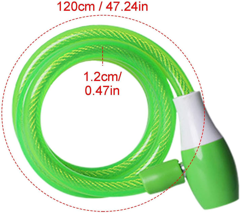 Cablu Antifurt pentru Bicicleta, Impermeabil, Portabil, 1.2m, din Otel Imbracat in ABS, cu 2 Chei