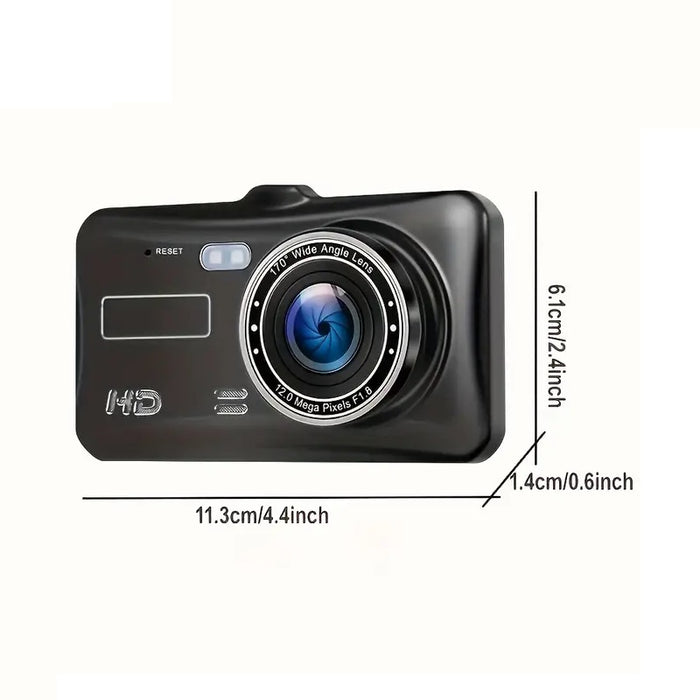 Camera auto DVR, Ecran 4", Dual Lens, Full HD, 170°, Night Vision, G Senzor, Detectie Miscare, Monitor Parcare, Negru