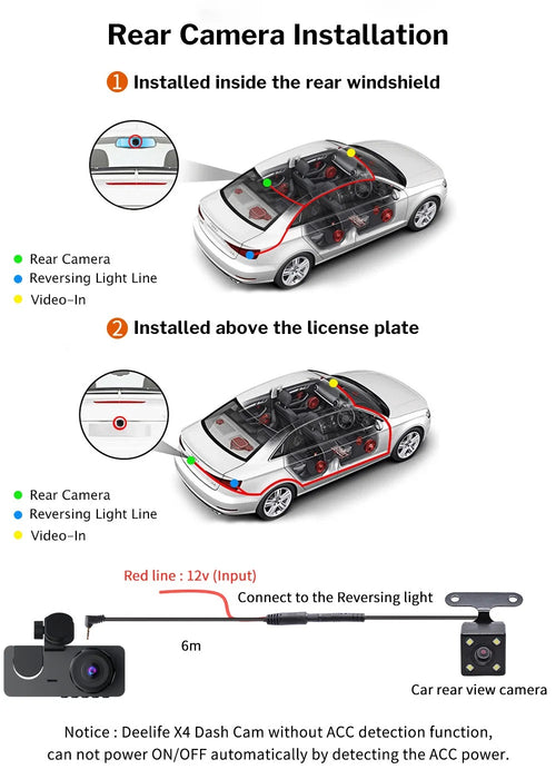 Camera auto DVR tripla, Full-HD, Ecran IPS 2.35", 170°, WDR, Senzor Miscare, G-senzor, Negru