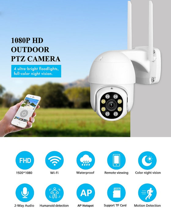 2MPX, Wi-Fi megfigyelő kamera, kétirányú audio, teljes HD, mozgásérzékelő