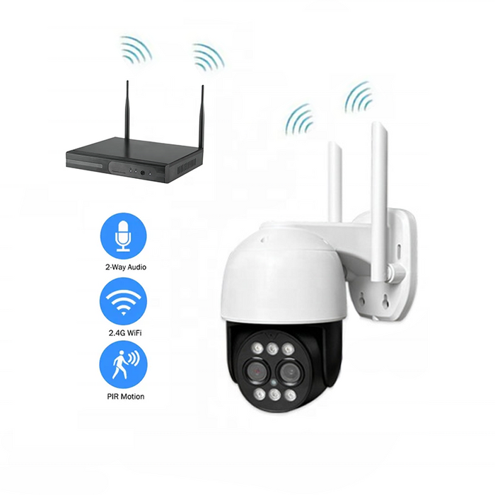 CCTV PTZ IP WiFi 3MP, пълен HD, човешки сензор, аларма, бяло с черно