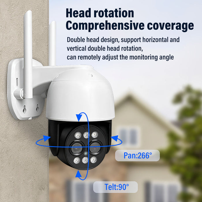 CCTV PTZ IP WiFi 3MP, пълен HD, човешки сензор, аларма, бяло с черно