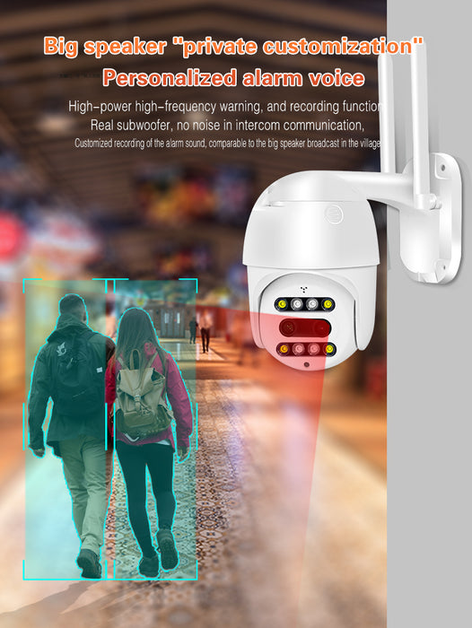 Camera de supraveghere CCTV PTZ WiFi 1080P 3MP, pentru exterior sau interior, senzor de miscare, audio bidirectional, alba