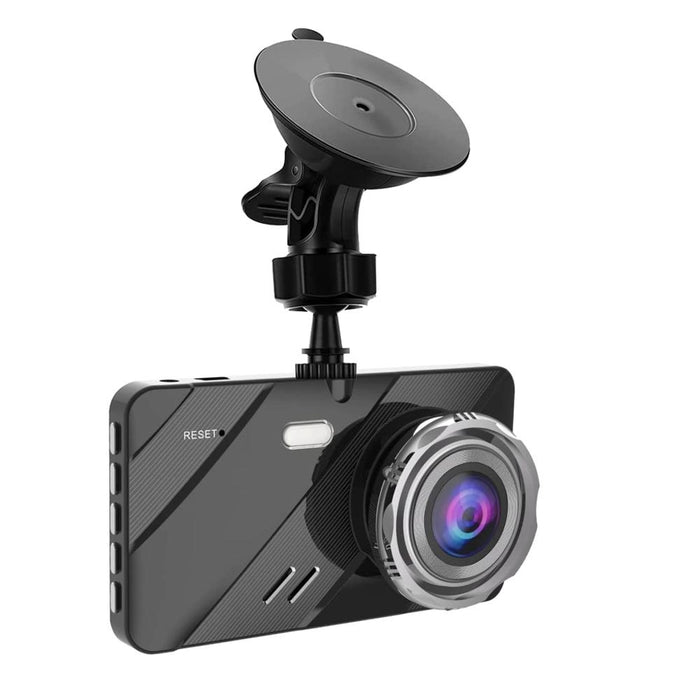 DVR автомобил Dual Camera, IPS 4 "екран, с предно-задна камера, пълен HD, нощен ден, G сензор, ъгъл 170 °, черен