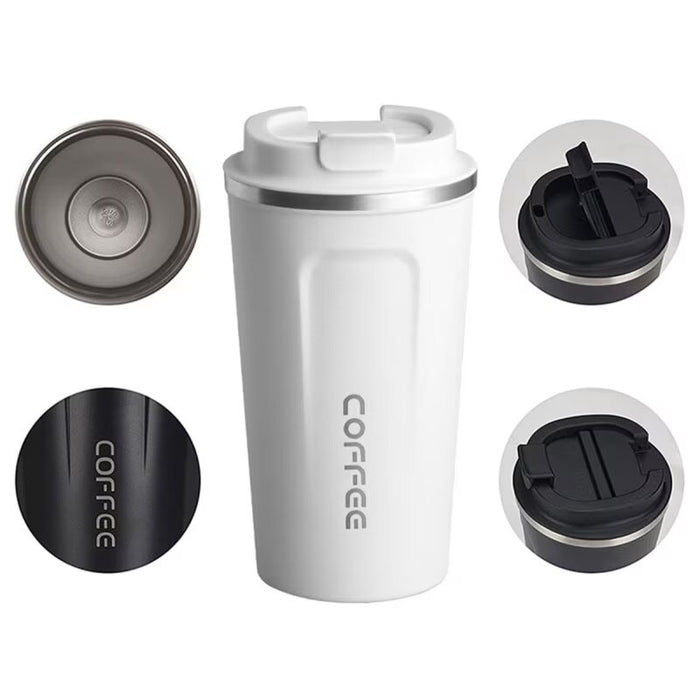 Cana termos cu capac, pentru cafea sau alte bauturi, Capacitate 510 ml, Interior din Inox