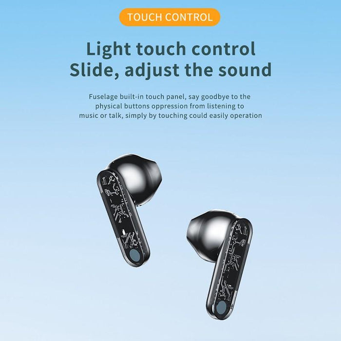 Bluetooth fülhallgató, vezeték nélküli 5.3, TM10 átlátszó házakkal