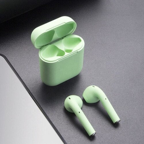Безжични слушалки, с Bluetooth, безжични, в ухото, I12 TWS зелено