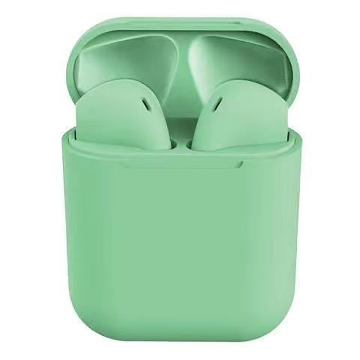 Безжични слушалки, с Bluetooth, безжични, в ухото, I12 TWS зелено