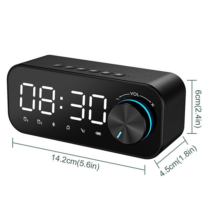 Ceas Digital cu Boxa Bluetooth, Alarma, Slot de Card, Sunet Stereo, Negru